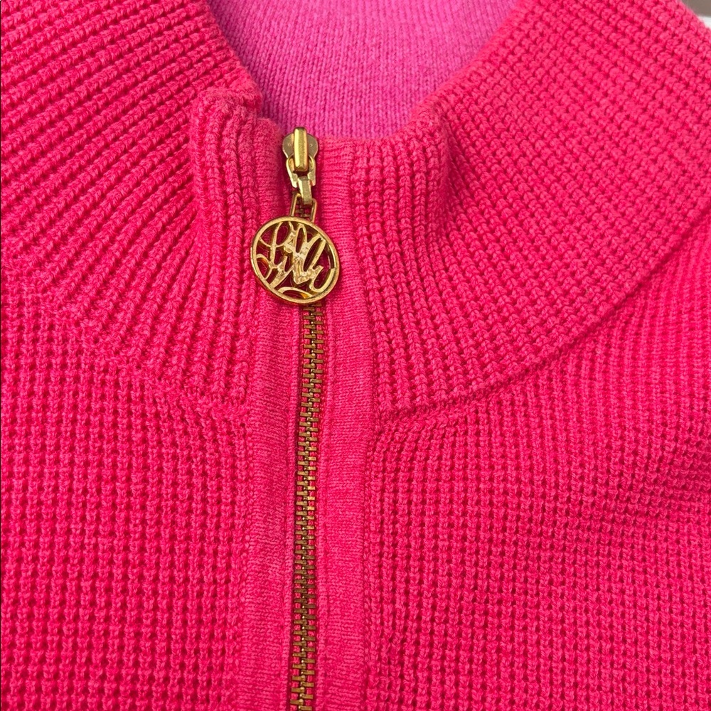 Lilly Pulitzer Bright Pink Half-Zip Waffle Knit Sweater - Picture 7 of 7